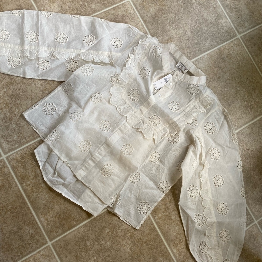 Mille Noisette Eyelet Buttondown Top size xl